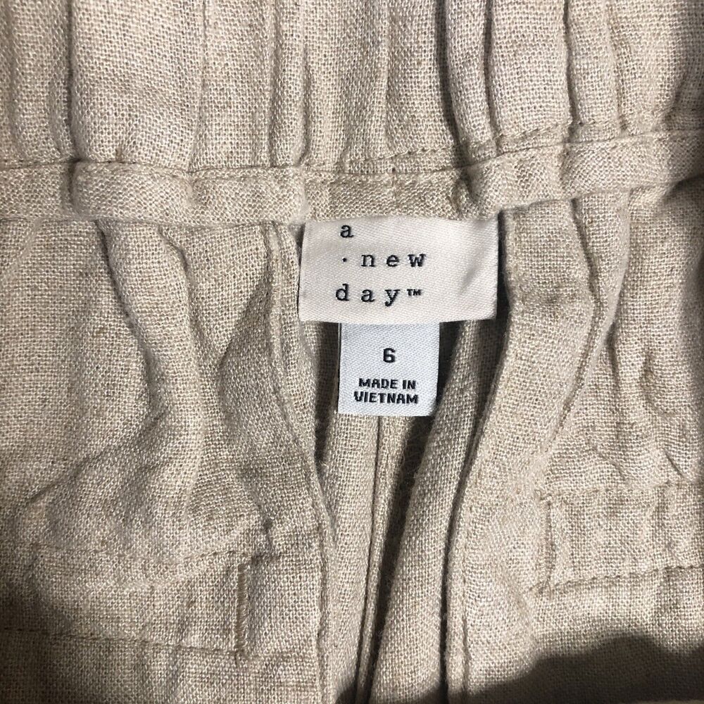 New Day High-Rise Linen Pleat Front Straight Trousers Womens Size 6L Natural - Picture 7 of 9
